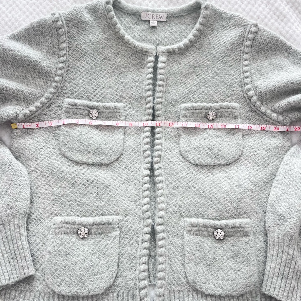 J.Crew Odette Wool Blend Sweater Lady Jacket With Jewel Buttons - Picture 10 of 13